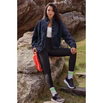 Nirovien Sherpa Jacket Women Fleece Jacket Button Down Jacket with Pockets Fuzzy Coat Teddy Bear Jacket(Navy,M)