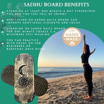 TENGRY Sadhu Board, Engraved Sadhu Board, Natural Wood Sadhu, Compact Sadhu Board for Yoga Practice Meditation, Handmade Nails Board, Acupuncture Feet Massage, Yoga Gift (Let the Sun Warm Your Soul)