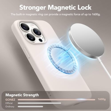 GONEZ for iPhone 15 Pro Case Compatible with Magsafe, [Screen Protector + Camera Lens Protector], Soft Silicone Shockproof Anti-Scratch Full Body Protective Phone Case 6.1" 2023, Stone