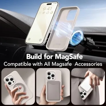 GONEZ for iPhone 15 Pro Case Compatible with Magsafe, [Screen Protector + Camera Lens Protector], Soft Silicone Shockproof Anti-Scratch Full Body Protective Phone Case 6.1" 2023, Stone