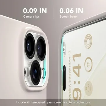 GONEZ for iPhone 15 Pro Case Compatible with Magsafe, [Screen Protector + Camera Lens Protector], Soft Silicone Shockproof Anti-Scratch Full Body Protective Phone Case 6.1" 2023, Stone