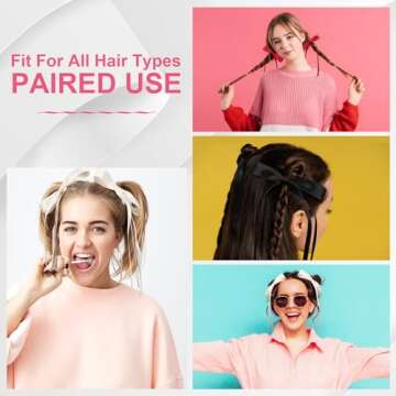 8 PCS Silky Satin Hair Bows with Tassel for Women Grils, Tassel Ribbon Bowknot Hair Clips for Ponytail Holder. Pink, Red Hair Bow and Black, White Barrettes Claw Bow