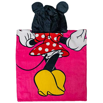 Minnie Mouse Kids Hooded Poncho - Soft & Absorbent Cotton Towel