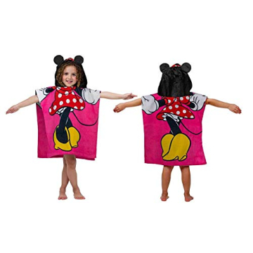 Minnie Mouse Kids Hooded Poncho - Soft & Absorbent Cotton Towel