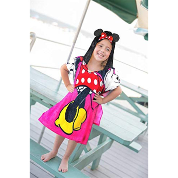 Minnie Mouse Kids Hooded Poncho - Soft & Absorbent Cotton Towel