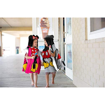 Minnie Mouse Kids Hooded Poncho - Soft & Absorbent Cotton Towel