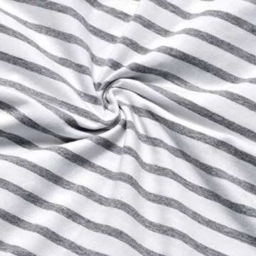 GINKANA Women's Nursing Hoodie Sweatshirt Long Sleeves Breastfeeding Maternity Tops Casual Clothes (White with Grey Stripe, Large)