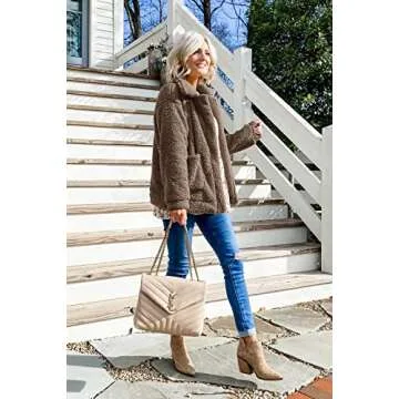 PRETTYGARDEN Women's Fashion Winter Coat Sherpa Fleece Faux Fur Shearling Oversized Trendy Jackets Warm Outerwear (Coffee,X-Large)