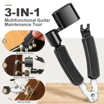 Effortless Guitar String Winder, Precision String Cutter, and Bridge Pin Puller Tool Kit for Musicia...
