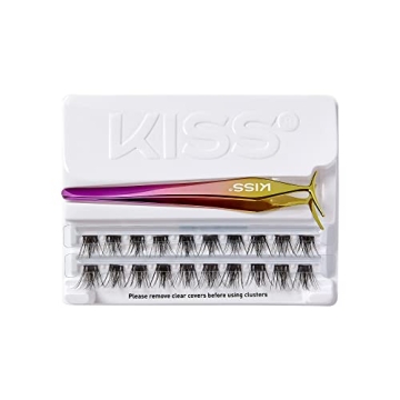 imPRESS Falsies Self Adhesive Eyelashes Eyelash Clusters Kit, 12mm-14mm Glam Volume Lashes, Black, No Glue Needed, Invisible Band, 24 Hours | 20 Clusters & Ergonomic Non-Stick Applicator - Spiky