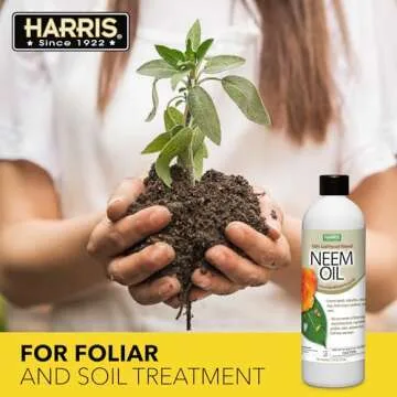 HARRIS Neem Oil, 100% Cold Pressed and Unrefined Concentrate for Plant Spray, High Azadirachtin Content, 12 Ounce for Aphids, Whiteflies, Mealy Bugs and More