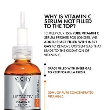 Vichy LiftActiv Vitamin C Serum For Face, Brightening Serum With Pure Vitamin C + Hyaluronic Acid + Vitamin E, Reduces Fine Lines, Smooths Skin Texture, Improves Radiance, Anti Aging