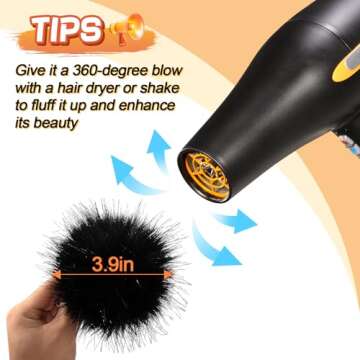 20 Pcs Faux Fur Pom Poms for Hats - 3.9 Inch Fluffy DIY Knitting Hat Pompoms with Elastic Loop, Remo...