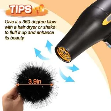 20 Pcs Faux Fur Pom Poms for Hats - 3.9 Inch Fluffy DIY Knitting Hat Pompoms with Elastic Loop, Remo...