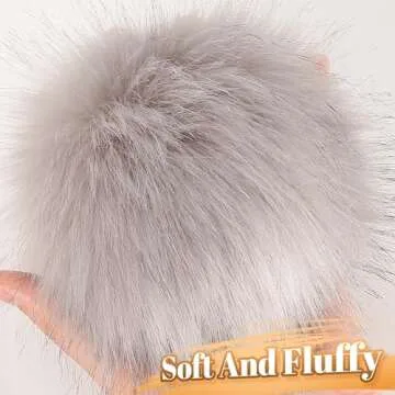 20 Pcs Faux Fur Pom Poms for Hats - 3.9 Inch Fluffy DIY Knitting Hat Pompoms with Elastic Loop, Removable Crochet Crafts Accessories for Shoes Scarves Gloves Bags Keychains (10 Color-Dark)