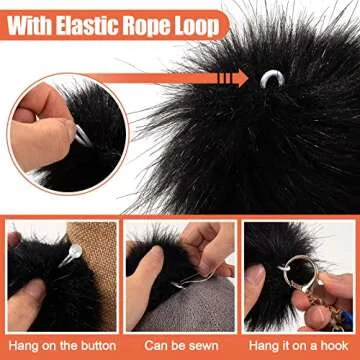 20 Pcs Faux Fur Pom Poms for Hats - 3.9 Inch Fluffy DIY Knitting Hat Pompoms with Elastic Loop, Removable Crochet Crafts Accessories for Shoes Scarves Gloves Bags Keychains (10 Color-Dark)