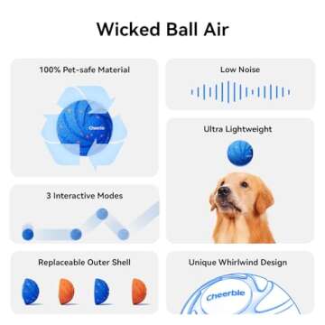 Cheerble Smart Interactive Dog Toy - Wicked Ball AIR, Bouncing, and Rotating, E-TPU Material, Waterp...