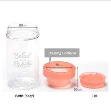 Komax Salad Bottle Set of 2, with Leak Proof Salad Sauce Dressing Case (Pink, Green)