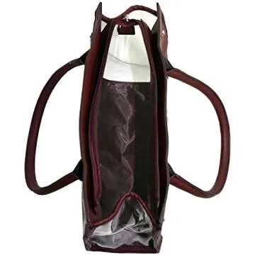 Way2Culture Clear Transparent Tote Purse Beach Bag Handbag - Burgundy