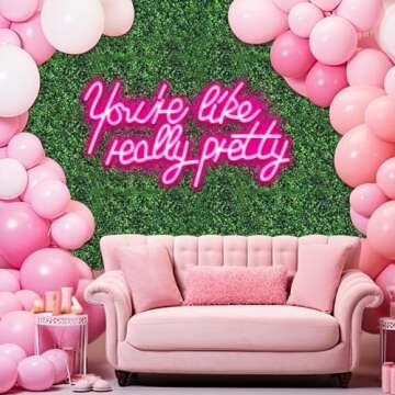 12 Pcs 24"x 16" Artificial Grass Wall Panels with Pink Neon Sign Boxwood Hedge Wall Panels for 31 SQ Feet Greenery Backdrop Wall Decor for Indoor Garden Fence Backyard (Style C)