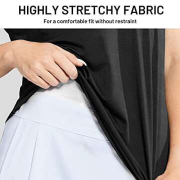 MIER Women's Golf Polo Shirts Collarless UPF 50+ Short Sleeve Tennis Running T-Shirts V-Neck