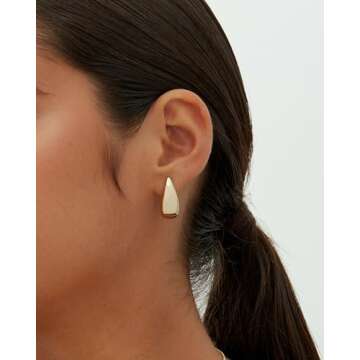 PAVOI Rhodium Plated Sterling Silver Post Statement Huggie Earrings | White Gold Dome Hoop Earrings for Women