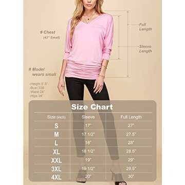 MBJ WT1036 Womens V Neck 3/4 Sleeve Dolman Top with Side Shirring XL RED