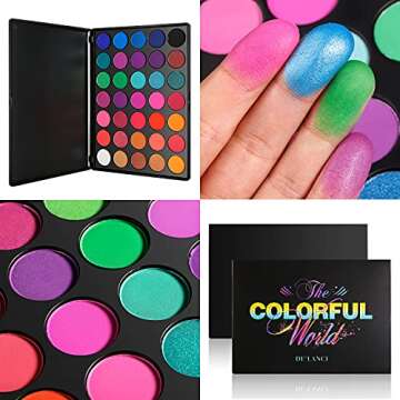 DE'LANCI Rainbow Eyeshadow Palette, Professional 35 Bright Colors Matte Shimmer Eyeshadow Makeup Pallete - Long lasting and Highly Pigment Silky Powder Eye Shadow Make up Kit,Cruelty- Free #35E