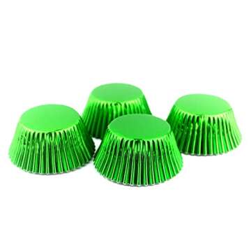 Eoonfirst Foil Cupcake Liners Standard Baking Cups 100 Count (Green)