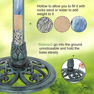 VINGLI Green Patina Bird Bath - Lightweight & Stylish Outdoor Decor