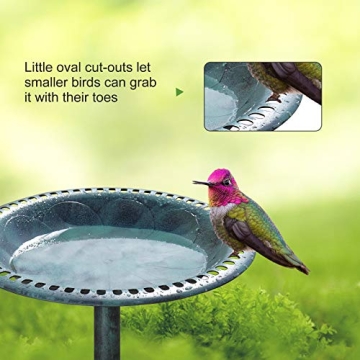 VINGLI Green Patina Bird Bath - Lightweight & Stylish Outdoor Decor