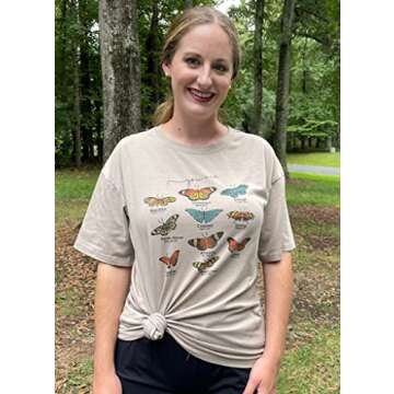 TAKEYAL Oversized T-Shirts for Women Short Sleeve Butterfly Graphic Bible Printed Loose Casual Tees Christ Shirt Tops Apricot S