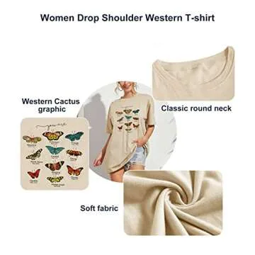 TAKEYAL Oversized T-Shirts for Women Short Sleeve Butterfly Graphic Bible Printed Loose Casual Tees Christ Shirt Tops Apricot S