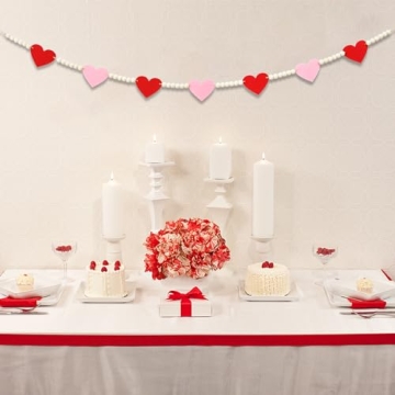 Felt Heart Wooden Beads Garland for Valentine's and Love