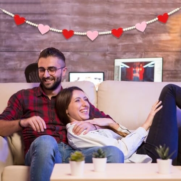 Felt Heart Wooden Beads Garland for Valentine's and Love