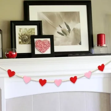 Felt Heart Wooden Beads Garland for Valentine's and Love