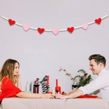 Felt Heart Wooden Beads Garland for Valentine's and Love