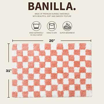 Banilla Bathroom Rugs, Extra Soft Double Thickness Microfibre, Super Absorbent with Non Slip Rubber ...