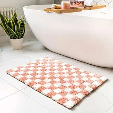 Banilla Bathroom Rugs, Extra Soft Double Thickness Microfibre, Super Absorbent with Non Slip Rubber Backing, Quick Drying, Machine Washable Bath Mats for Bathroom Floor, Shower & Sink, 20" x 31" Pink