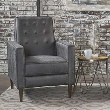 Christopher Knight Home Mervynn Mid-Century Modern Microfiber Recliner, Slate / Dark Espresso