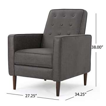 Christopher Knight Home Mervynn Mid-Century Modern Microfiber Recliner, Slate / Dark Espresso
