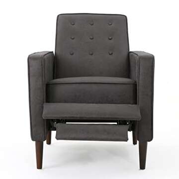 Christopher Knight Home Mervynn Mid-Century Modern Microfiber Recliner, Slate / Dark Espresso