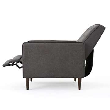 Christopher Knight Home Mervynn Mid-Century Modern Microfiber Recliner, Slate / Dark Espresso