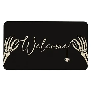 Roszwtit Halloween Door Mat 30 X 17 Inch Halloween Skull Doormat Indoor Outdoor Entrance Floor Mat N...