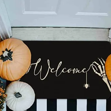 Roszwtit Halloween Door Mat 30 X 17 Inch Halloween Skull Doormat Indoor Outdoor Entrance Floor Mat Non Slip Halloween Decor Rubber Welcome Mats