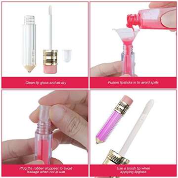 RONRONS 12 Pieces Pencil Lip Gloss Tubes, Empty Mini Pencil Shaped Lip Gloss Tubes Containers Clear Lip Balm Tube Plastic Refillable Bottle for Women Girls Gifts, 5ml