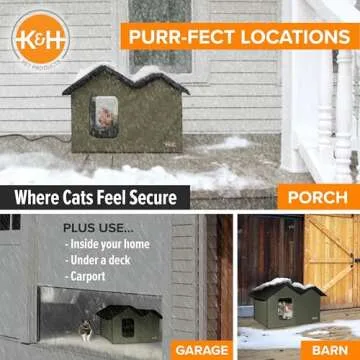 K&H Pet Products Extra-Wide Heated Outdoor Cat House for Outside Pets in Winter, Weatherproof Outdoor House for Ferals, Insulated Shelter, 2 Doors, Waterproof Heated Cat Bed, Safety Listed - Olive