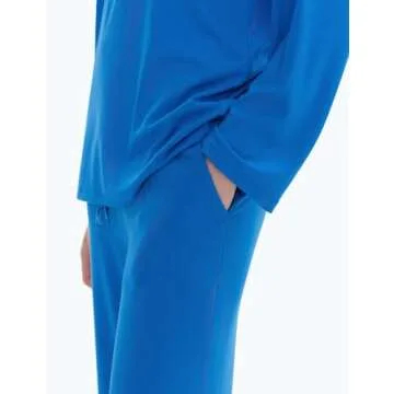 C202 Two Piece Sets for Women Fall Outfits 2024 Trendy Sweatsuits Tracksuit Loose Fit Tops Lounge Pants, Neon Blue Small