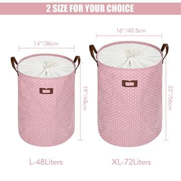 DOKEHOM 49L Freestanding Laundry Basket with Drawstring Lid, Large Collapsible Laundry Hamper with handle for Bedroom, Bathroom, Laundry Room, Colloge (Blue Star)