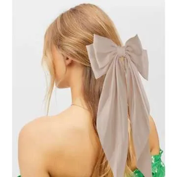 Canitor Hair Bows for Women Silky Satin Hair Ribbon Barrettes Clip Oversized Long Tail Hair Bows Cut...